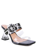 Load image into Gallery viewer, CITY GIRL PRINTED MID HEEL SLIDE SANDALS
