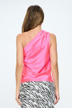 Cargar imagen en el visor de la galería, Silky Satin One Shoulder Ruched Top
