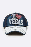 I Love Vegas Crystal Denim Cap