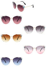 Load image into Gallery viewer, Rimless Rhinestone Fashion Cat Eye Sunglasses
