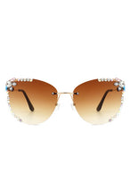 Load image into Gallery viewer, Rimless Rhinestone Fashion Cat Eye Sunglasses
