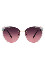 Cargar imagen en el visor de la galería, Rimless Rhinestone Fashion Cat Eye Sunglasses
