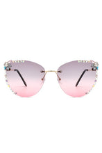 Cargar imagen en el visor de la galería, Rimless Rhinestone Fashion Cat Eye Sunglasses
