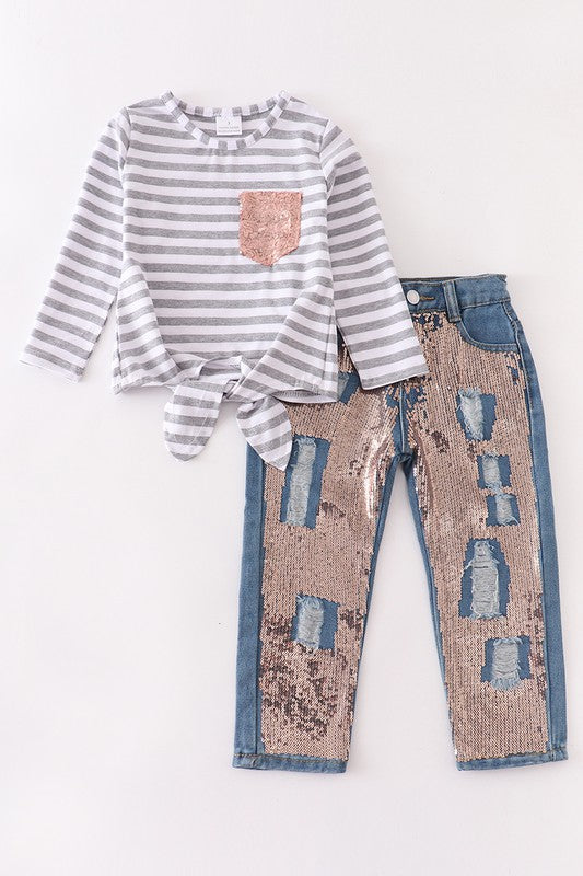 Grey stripe set