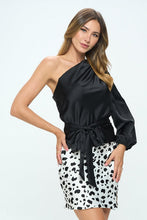 Load image into Gallery viewer, Stretch Satin One Shoulder Formal Top with Tie
