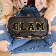 Cargar imagen en el visor de la galería, Black Glam Clear Cosmetic Fold Flat Makeup Bag
