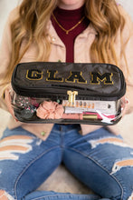Cargar imagen en el visor de la galería, Black Glam Clear Cosmetic Fold Flat Makeup Bag
