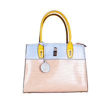 Load image into Gallery viewer, LANY COLOR BLOCK FAUX REPTILE TOTE SET

