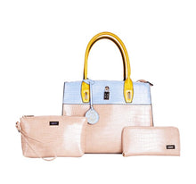 Load image into Gallery viewer, LANY COLOR BLOCK FAUX REPTILE TOTE SET
