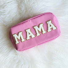 Load image into Gallery viewer, Mama Varsity Letter Patch Cosmetic Makeup Bag
