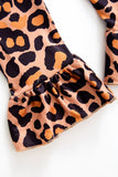 Leopard ruffle girl set