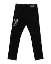 Cargar imagen en el visor de la galería, MULTI PATCH  SLIM FIT BLACK DENIM PANTS
