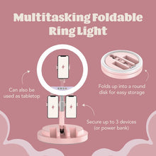 Load image into Gallery viewer, Multitasking Foldable Ring Light - 3 Phone Holders
