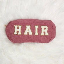 Load image into Gallery viewer, Corduroy Makeup Cosmetic Chenille Letter Bag
