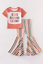 Load image into Gallery viewer, JESUS PUMPKIN BLESSINGS stripe bell girl set
