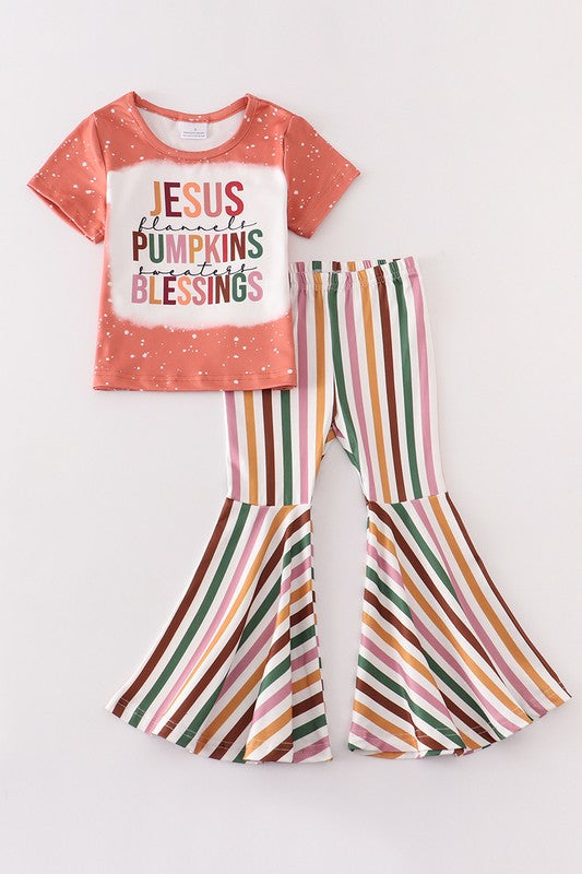 JESUS PUMPKIN BLESSINGS stripe bell girl set