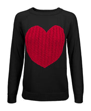 Cargar imagen en el visor de la galería, Love Heart Jacquard Round Neck Pullover Sweater
