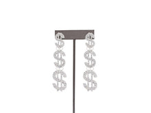 Cargar imagen en el visor de la galería, RHINESTONE MONEY SIGN DROP EARRINGS
