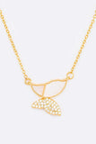 MOP Cubic Zirconia Butterfly Pendant Necklace