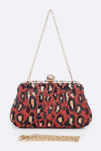 Cargar imagen en el visor de la galería, Leopard Print Sequins Convertible Box Clutch
