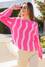Load image into Gallery viewer, Wave Stripe Pattern Drop Shoulder Top
