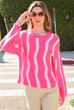 Load image into Gallery viewer, Wave Stripe Pattern Drop Shoulder Top
