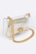 Cargar imagen en el visor de la galería, 2 In 1 Metallic Pouch Clear Shoulder Bag
