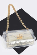 Cargar imagen en el visor de la galería, 2 In 1 Metallic Pouch Clear Shoulder Bag
