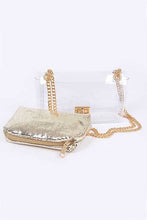 Cargar imagen en el visor de la galería, 2 In 1 Metallic Pouch Clear Shoulder Bag
