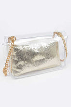 Cargar imagen en el visor de la galería, 2 In 1 Metallic Pouch Clear Shoulder Bag
