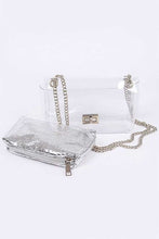 Cargar imagen en el visor de la galería, 2 In 1 Metallic Pouch Clear Shoulder Bag
