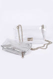 2 In 1 Metallic Pouch Clear Shoulder Bag