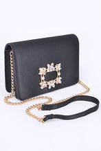 Cargar imagen en el visor de la galería, Crystal Buckle Designed Satin Crossbody Bag
