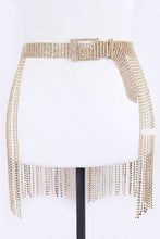 Load image into Gallery viewer, Fringe Rhinestone Buckle Chain Belt
