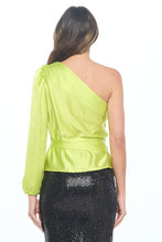 Cargar imagen en el visor de la galería, Stretch Satin One Shoulder Formal Top with Tie
