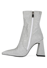 Load image into Gallery viewer, Hustlers Shimmer Block Heeled Ankle Boots
