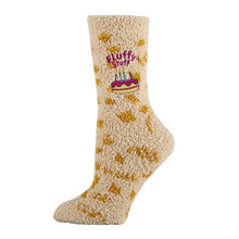 Load image into Gallery viewer, Womens Fuzzy Crew Socks - Fluffy Birthday
