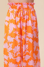 Cargar imagen en el visor de la galería, Tropical Print Wide Pants With Self Tie Drawstring
