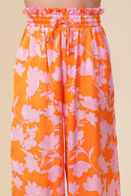 Load image into Gallery viewer, Tropical Print Wide Pants With Self Tie Drawstring
