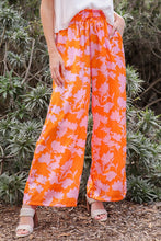 Cargar imagen en el visor de la galería, Tropical Print Wide Pants With Self Tie Drawstring
