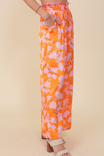 Cargar imagen en el visor de la galería, Tropical Print Wide Pants With Self Tie Drawstring
