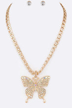 Load image into Gallery viewer, Crystal Butterfly Statement Necklace Set
