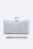 Pleated Metallic Box Clutch Bag