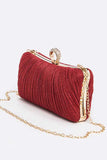 Pleated Metallic Box Clutch Bag
