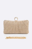 Pleated Metallic Box Clutch Bag