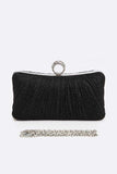 Pleated Metallic Box Clutch Bag