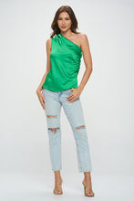 Cargar imagen en el visor de la galería, Silky Satin One Shoulder Ruched Top
