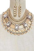 Load image into Gallery viewer, Bejewel Metal Layer Bib Necklace Set
