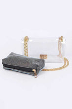 Cargar imagen en el visor de la galería, 2 In 1 Rhinestone Pouch Clear Shoulder Bag
