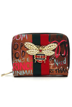 Load image into Gallery viewer, Multi Graffiti Print Queen Bee Stripe Wallet
